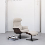 Blake Armchair / Footstool - Stone + Leather