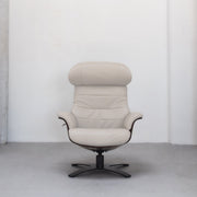 Blake Armchair / Footstool - Stone + Leather