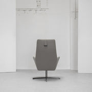 Qing Swivel Chair / Footstool - Grey + Leather